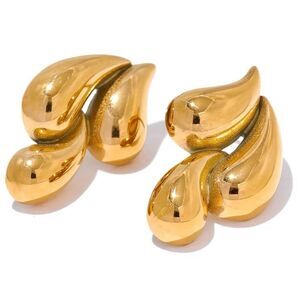 18k gold plated triple teardrop tarnish free earrings